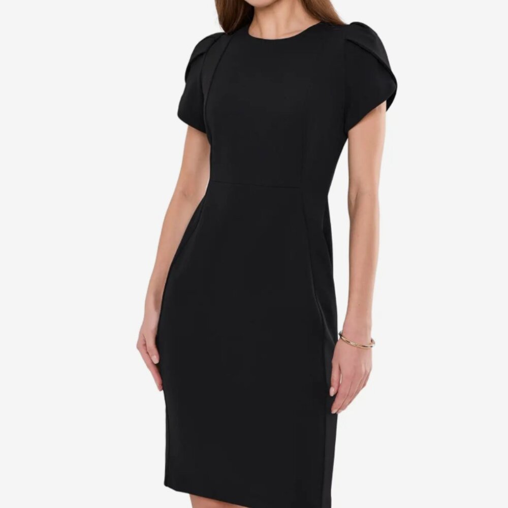Calvin Klein Tulip Sleeve Sheath Dress NWT Black Size 12 Workwear Career Classic